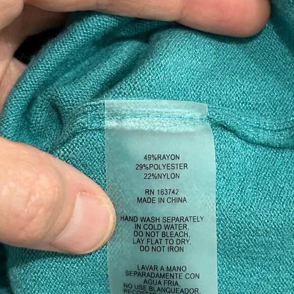 Vila Milano Teal Cold Shoulder Soft Knit Sweater Embroidered Size Small Cozy - Picture 6 of 9